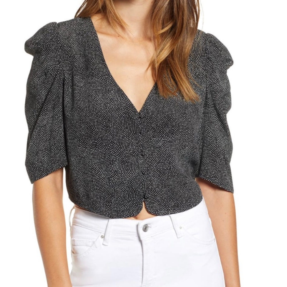 Leith Black and White blouse